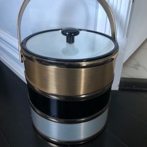 MCM  Gold and Black and Silver Ice Bucket